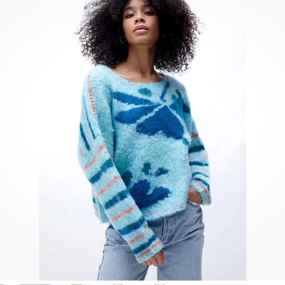 Free People Lily Sweater in Mosaic Sky Combo sz XS NWT $168R NWT - Picture 4 of 8